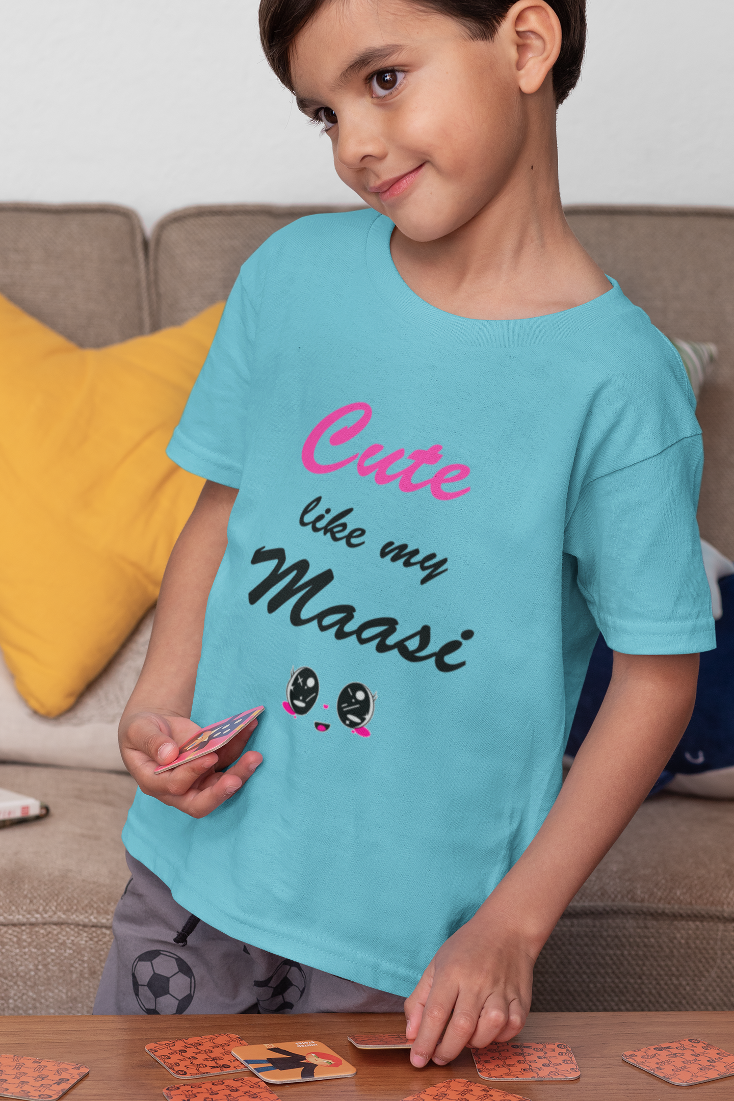 Cute Like My Maasi Half Sleeves T-Shirt for Boy-FunkyTeesClub