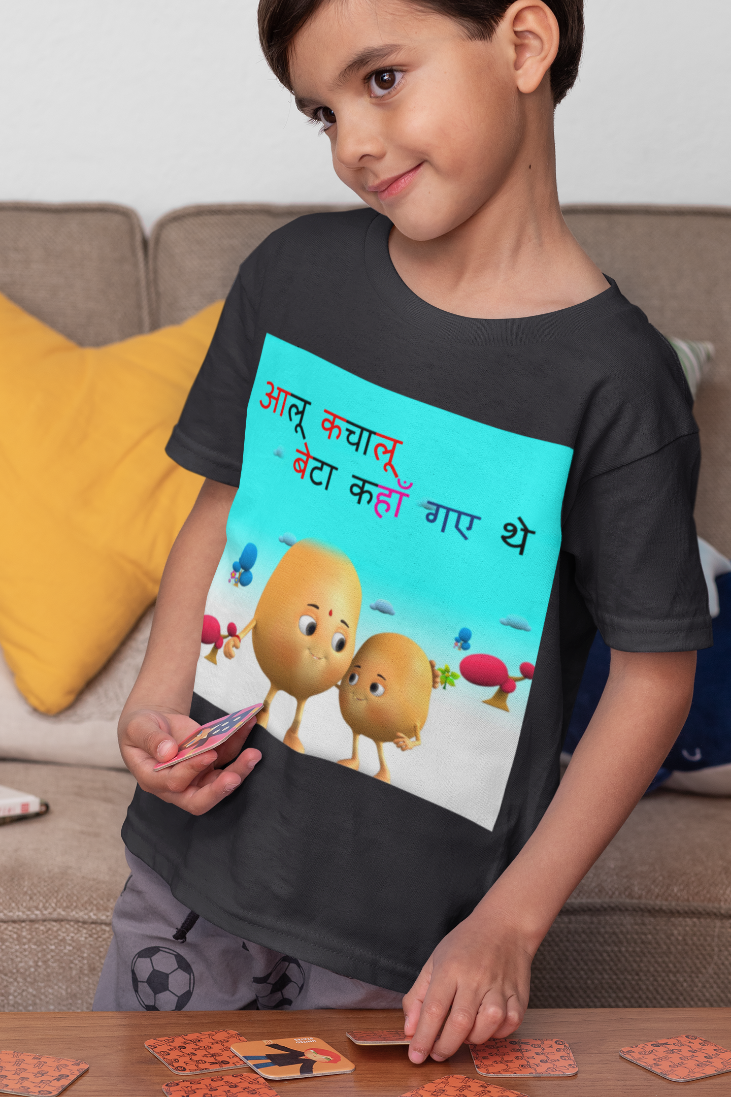 Aloo Kachaloo Poem Half Sleeves T-Shirt for Boy-FunkyTeesClub