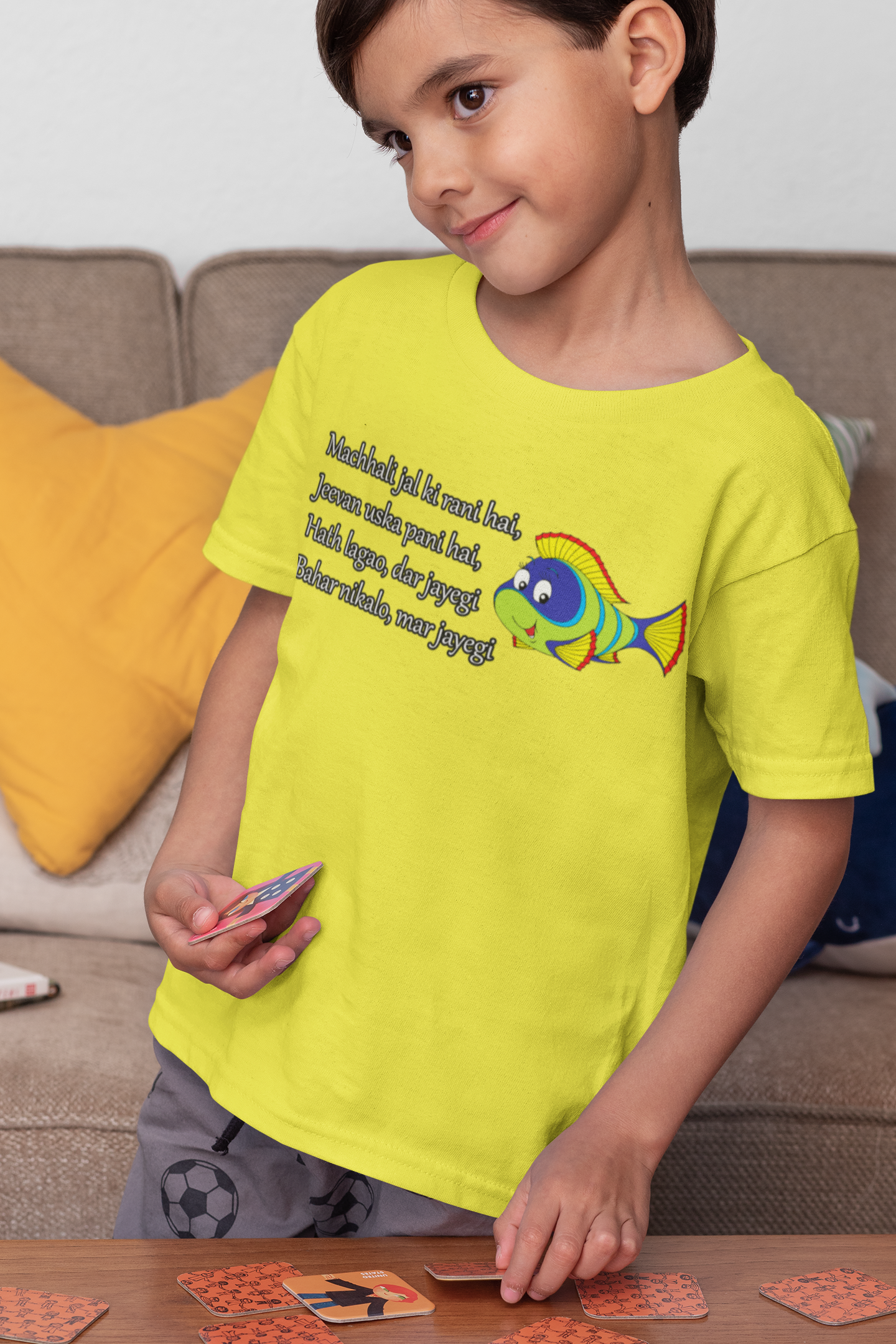 Machhali Jal ki Rani Hai Poem Half Sleeves T-Shirt for Boy-FunkyTeesClub