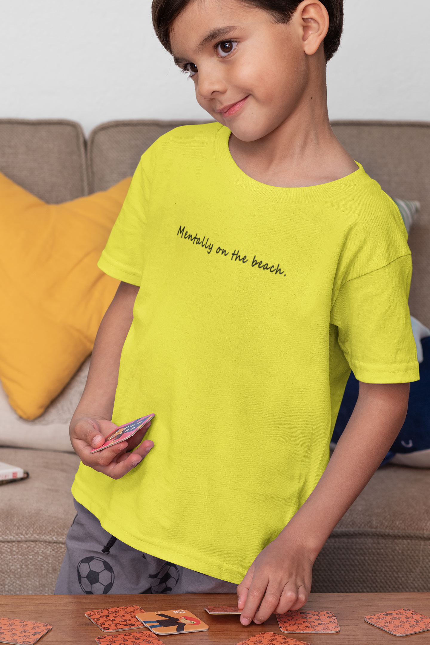 Mentally On The beach Minimals Half Sleeves T-Shirt for Boy-FunkyTeesClub