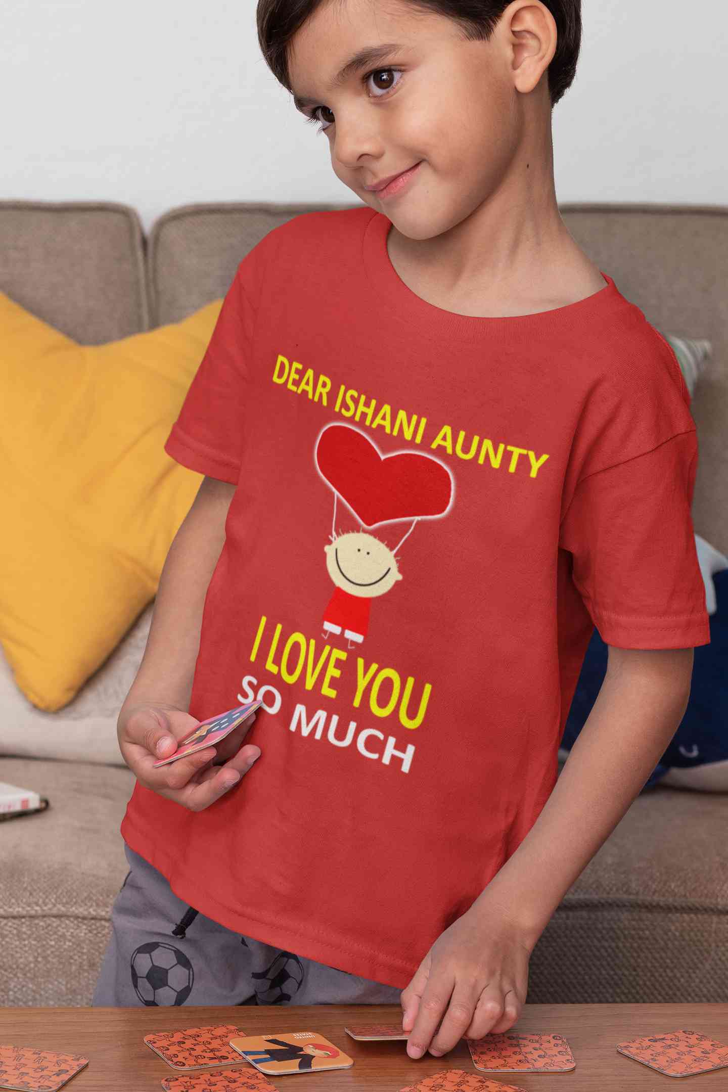 Custom Name I love My Aunty So Much Half Sleeves T-Shirt for Boy-FunkyTeesClub