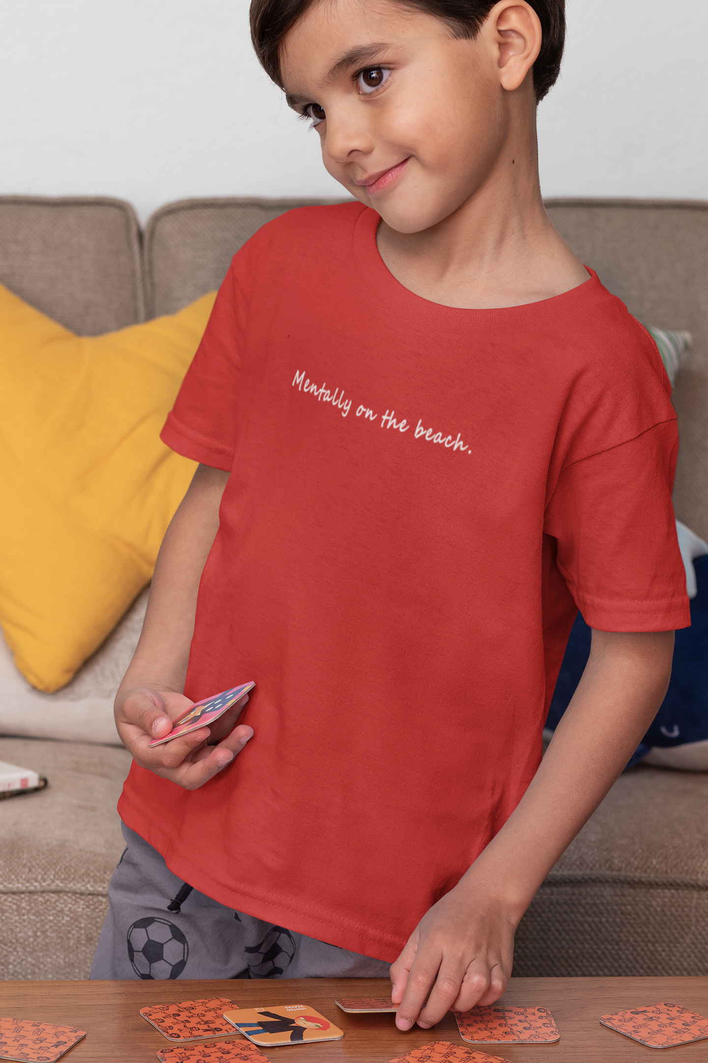 Mentally On The beach Minimals Half Sleeves T-Shirt for Boy-FunkyTeesClub