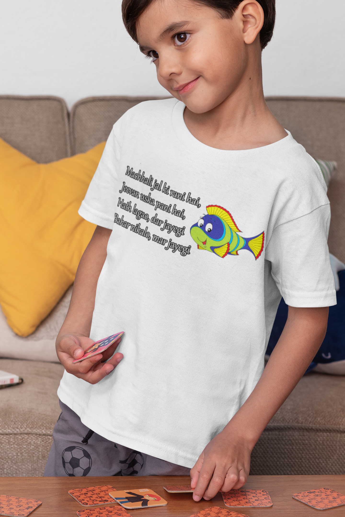 Machhali Jal ki Rani Hai Poem Half Sleeves T-Shirt for Boy-FunkyTeesClub