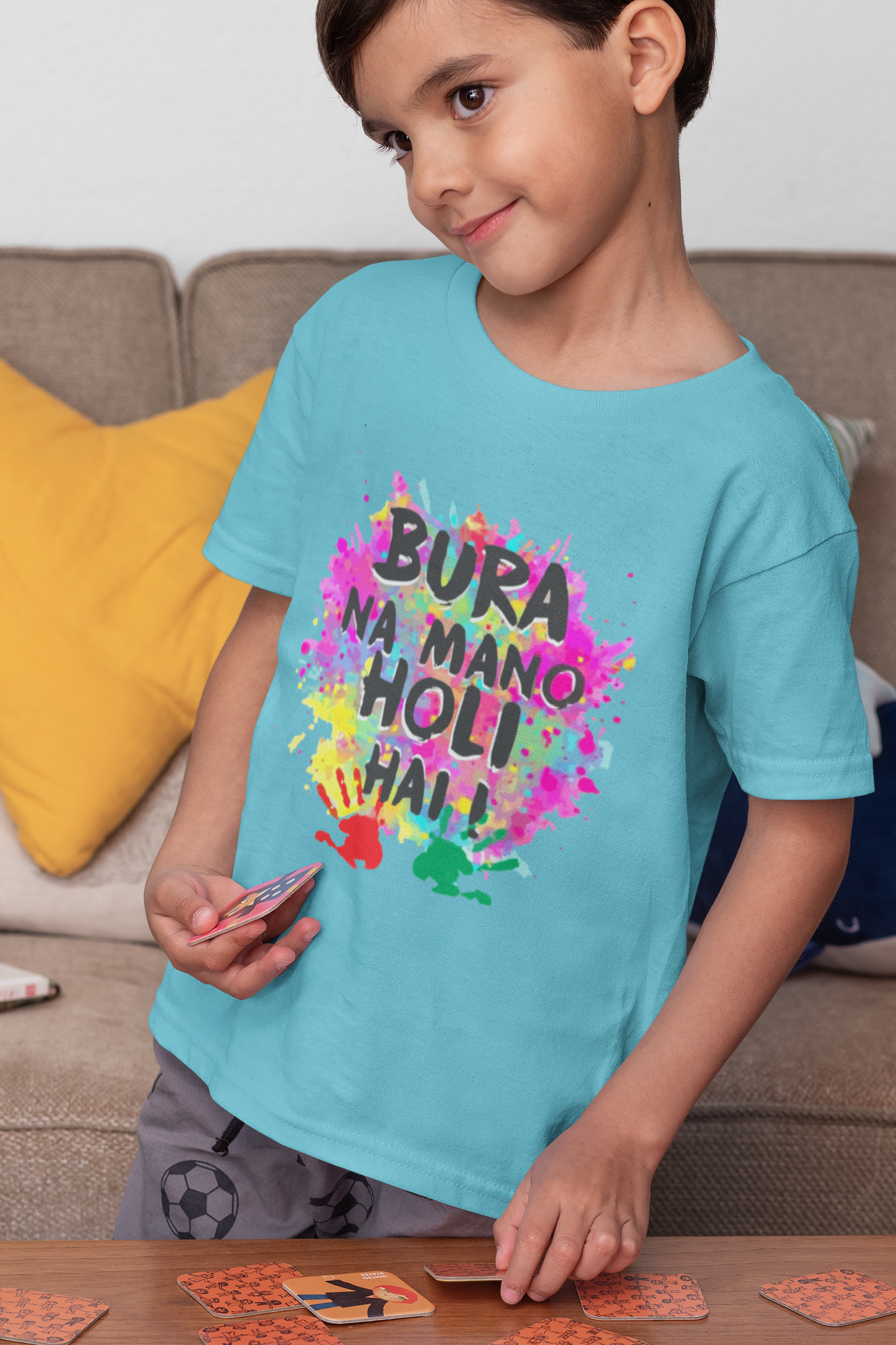 Bura Na Mano Holi Hai Half Sleeves T-Shirt for Boy-FunkyTeesClub