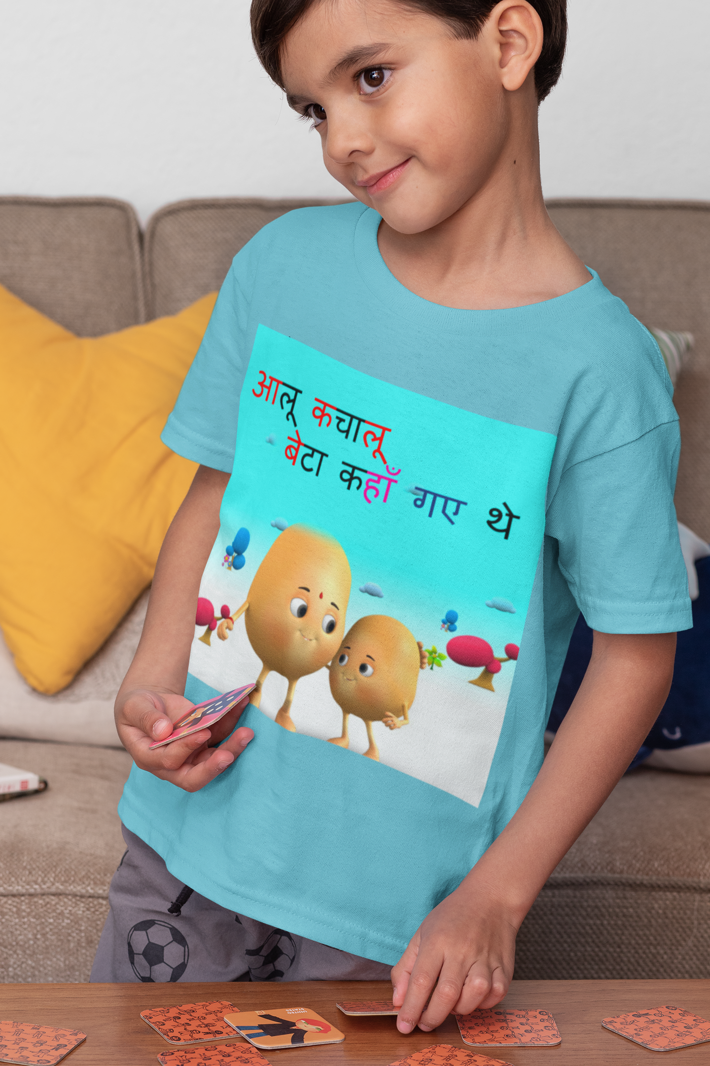 Aloo Kachaloo Poem Half Sleeves T-Shirt for Boy-FunkyTeesClub