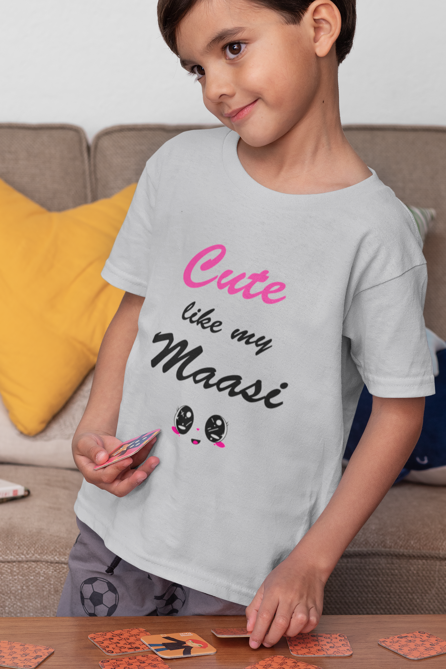 Cute Like My Maasi Half Sleeves T-Shirt for Boy-FunkyTeesClub