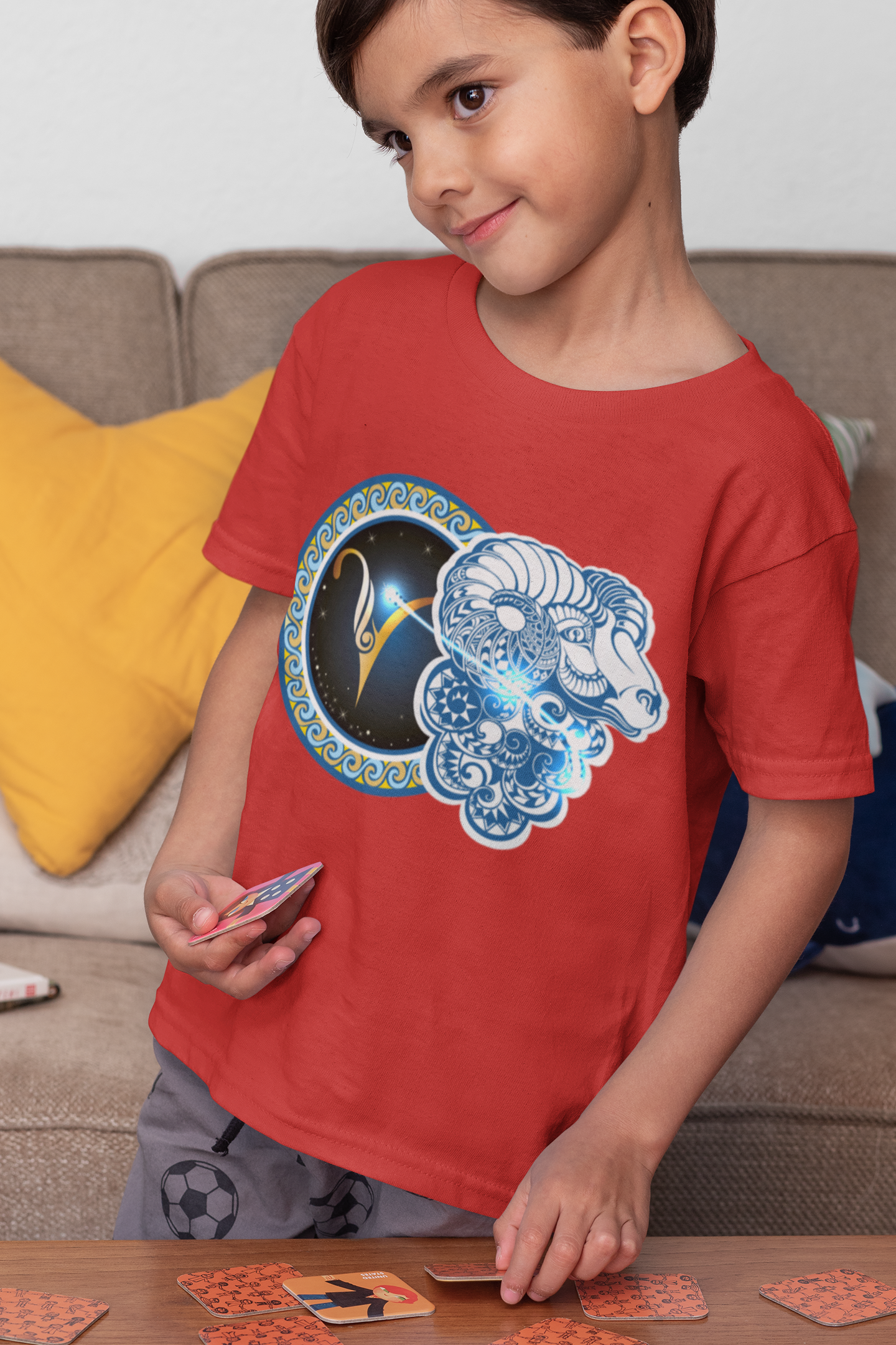 Aries Zodiac Sign Half Sleeves T-Shirt for Boy-FunkyTeesClub