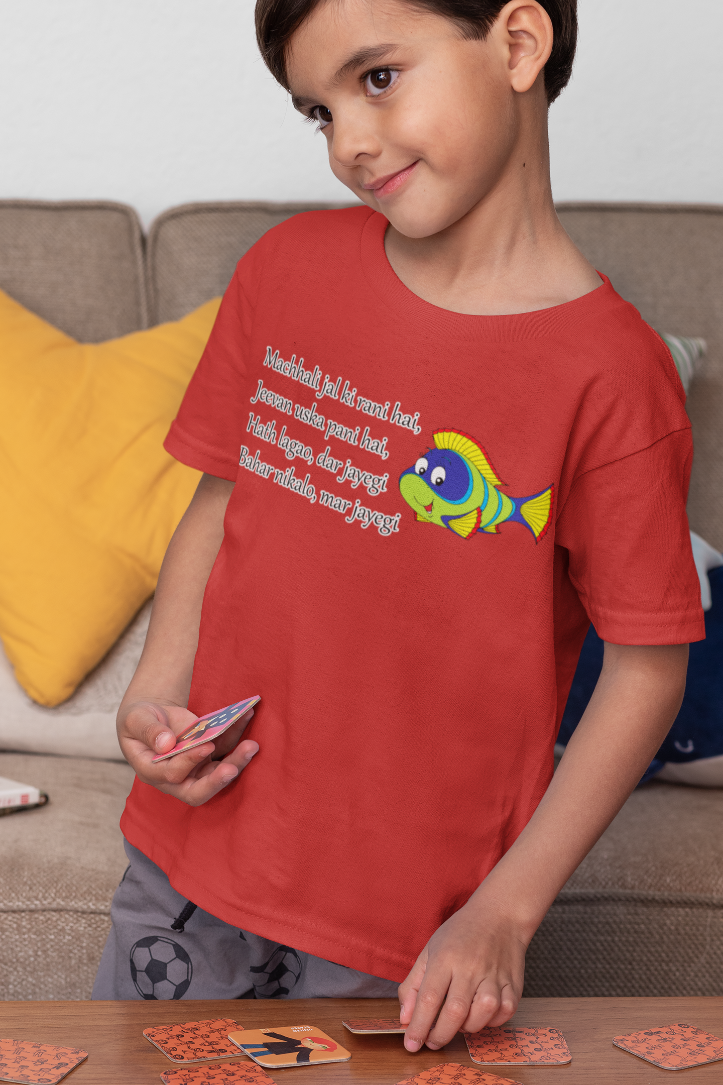 Machhali Jal ki Rani Hai Poem Half Sleeves T-Shirt for Boy-FunkyTeesClub