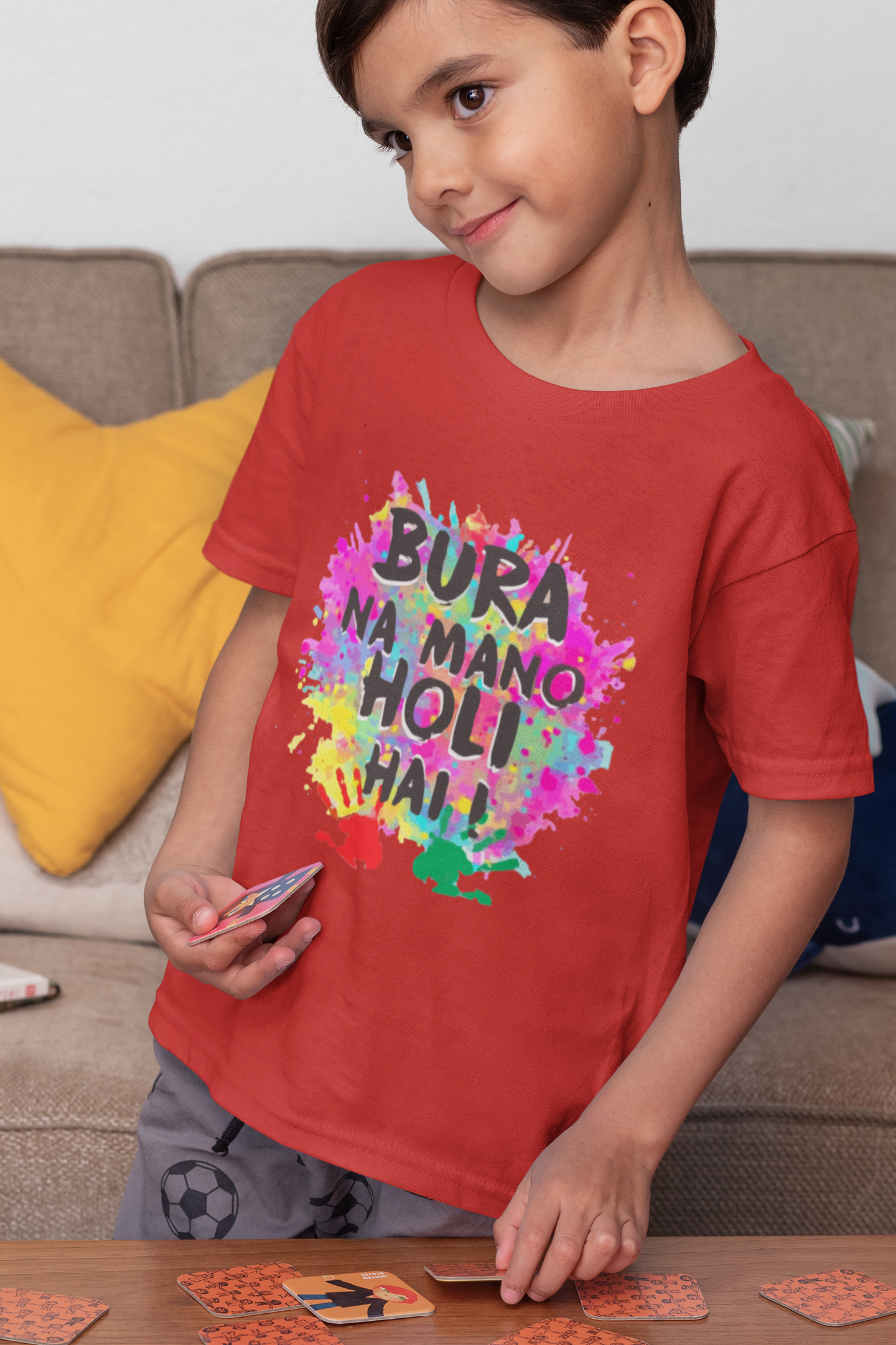 Bura Na Mano Holi Hai Half Sleeves T-Shirt for Boy-FunkyTeesClub