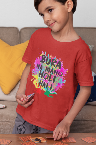 Bura Na Mano Holi Hai Half Sleeves T-Shirt for Boy-FunkyTeesClub