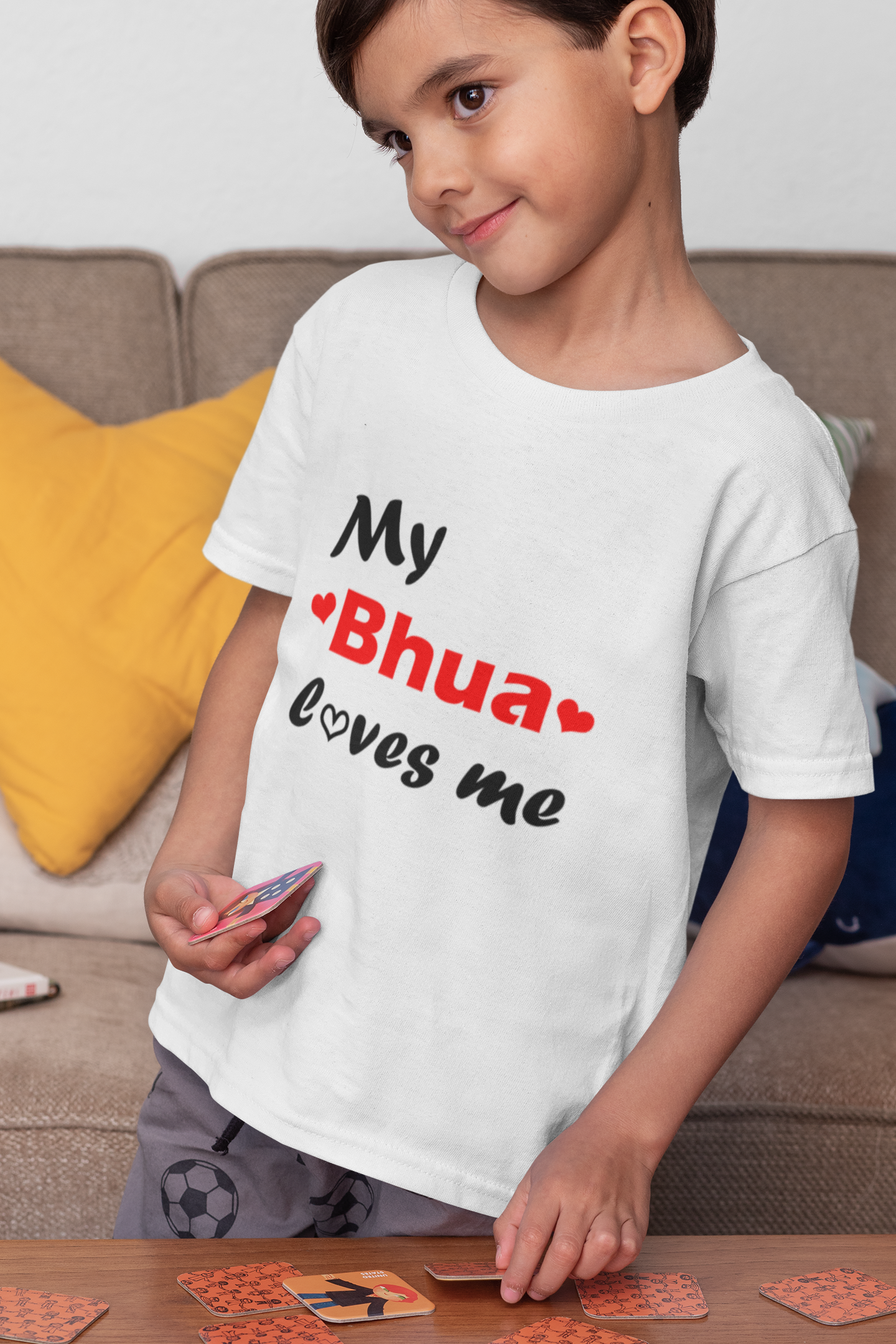 Bhua Loves Me Half Sleeves T-Shirt for Boy-FunkyTeesClub