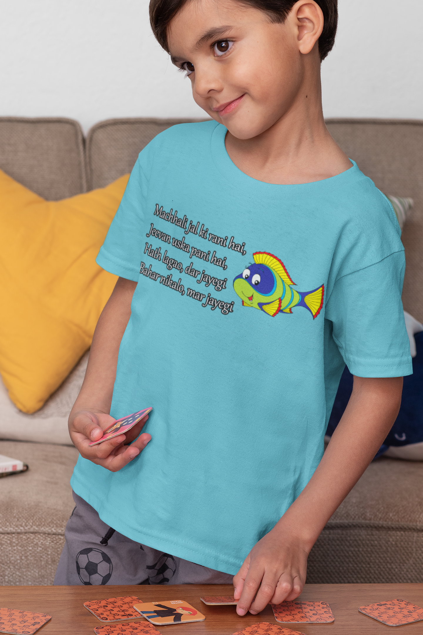 Machhali Jal ki Rani Hai Poem Half Sleeves T-Shirt for Boy-FunkyTeesClub
