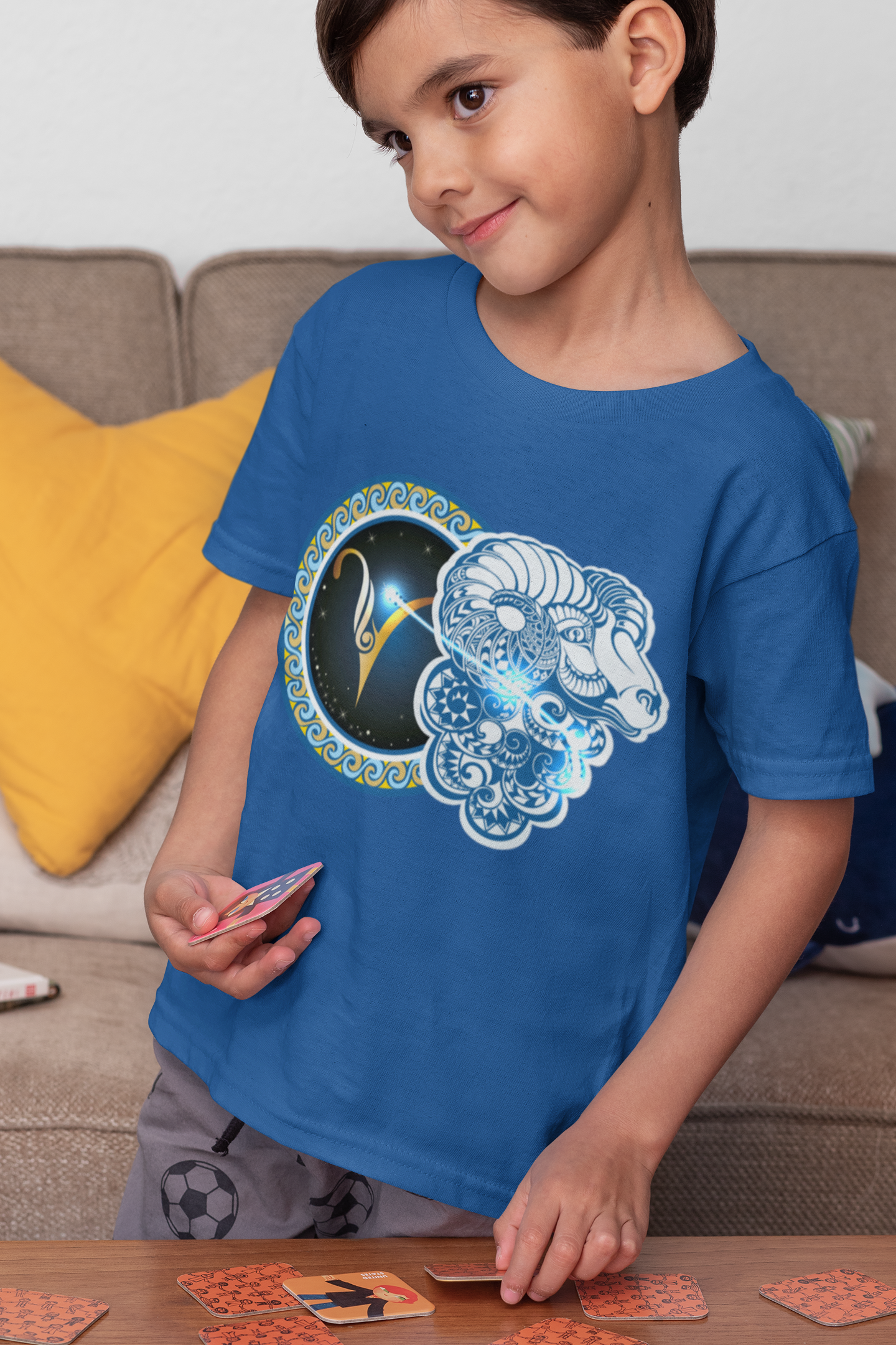 Aries Zodiac Sign Half Sleeves T-Shirt for Boy-FunkyTeesClub