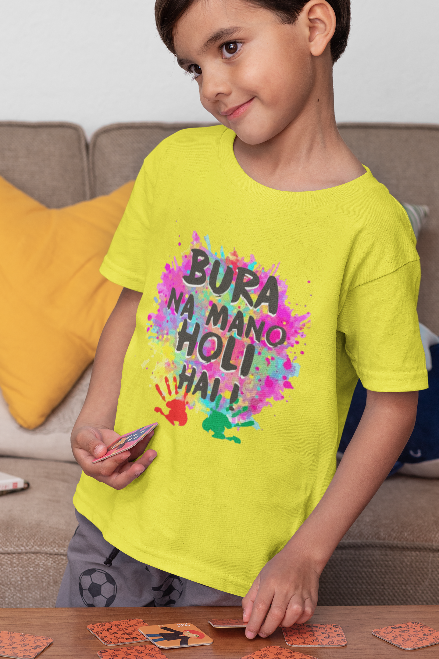 Bura Na Mano Holi Hai Half Sleeves T-Shirt for Boy-FunkyTeesClub