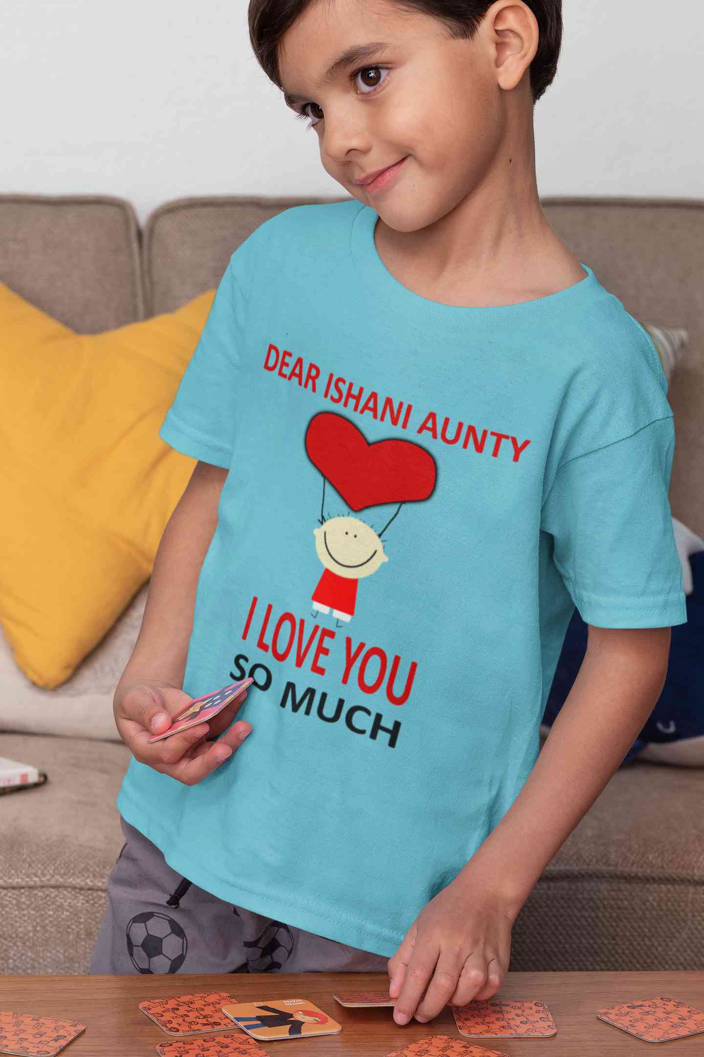 Custom Name I love My Aunty So Much Half Sleeves T-Shirt for Boy-FunkyTeesClub