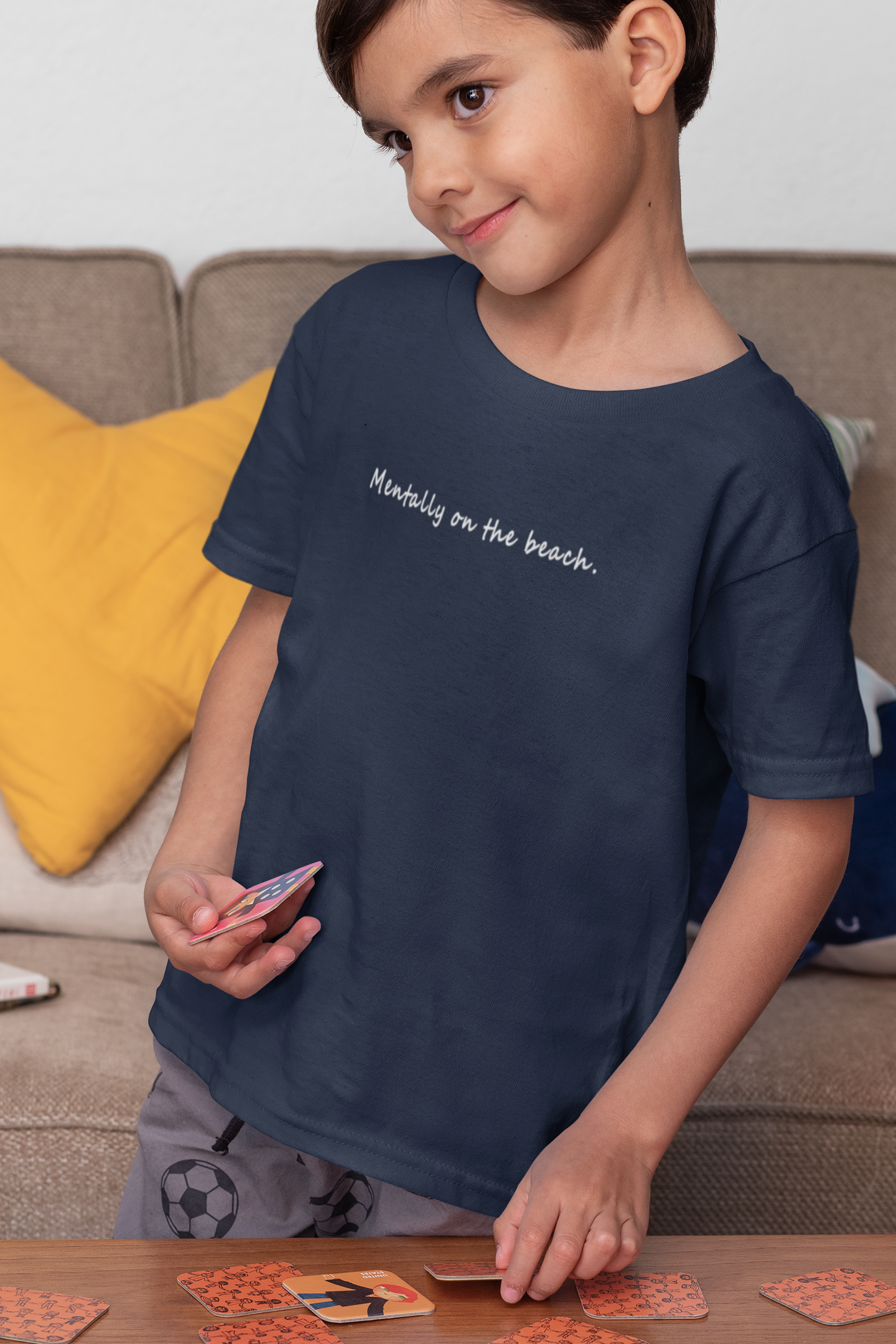 Mentally On The beach Minimals Half Sleeves T-Shirt for Boy-FunkyTeesClub