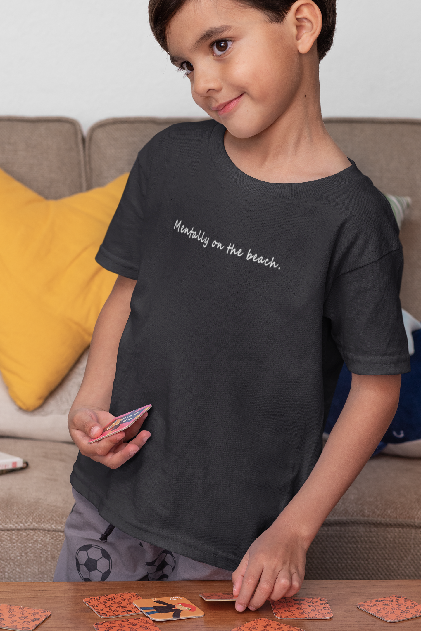 Mentally On The beach Minimals Half Sleeves T-Shirt for Boy-FunkyTeesClub