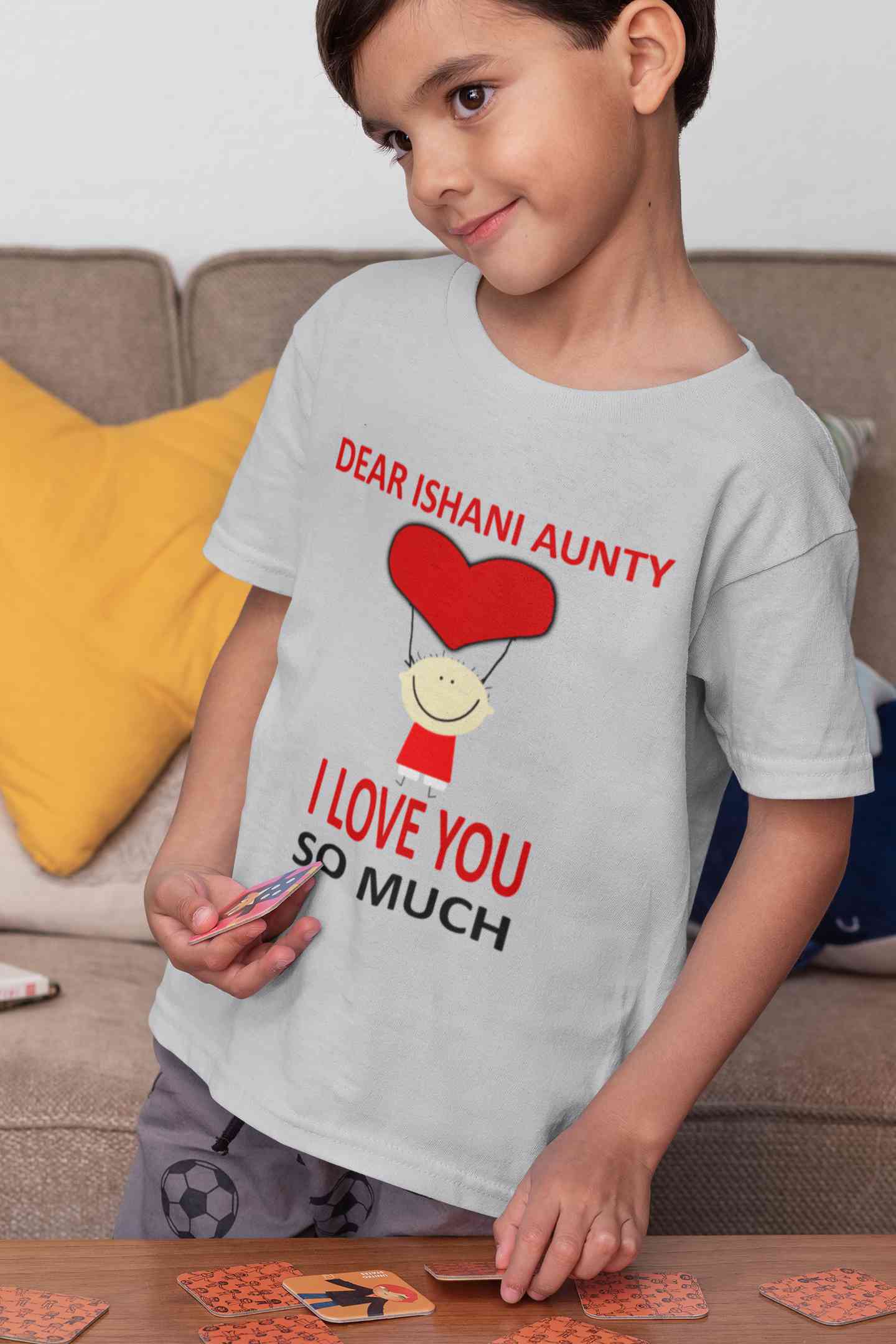 Custom Name I love My Aunty So Much Half Sleeves T-Shirt for Boy-FunkyTeesClub