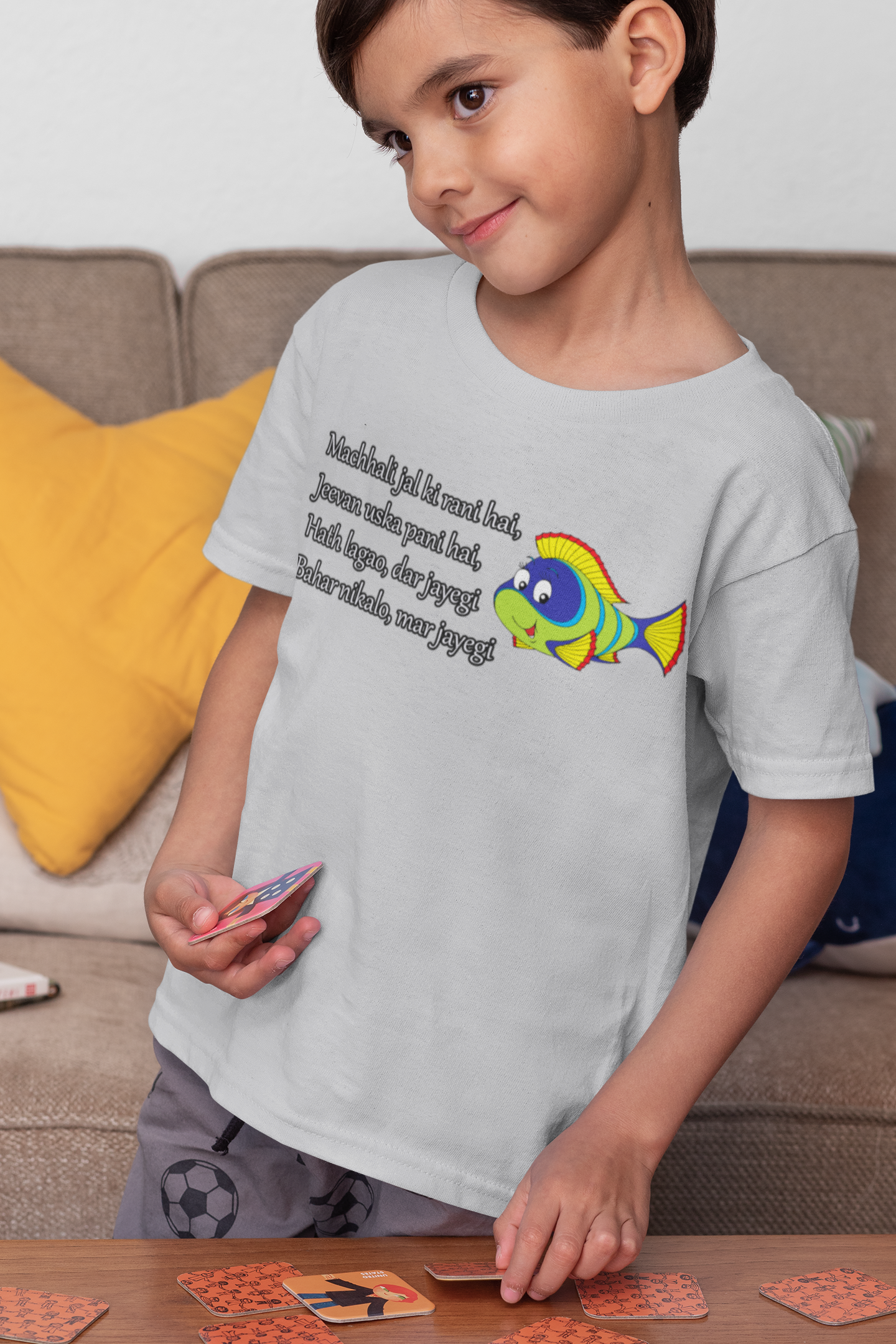 Machhali Jal ki Rani Hai Poem Half Sleeves T-Shirt for Boy-FunkyTeesClub