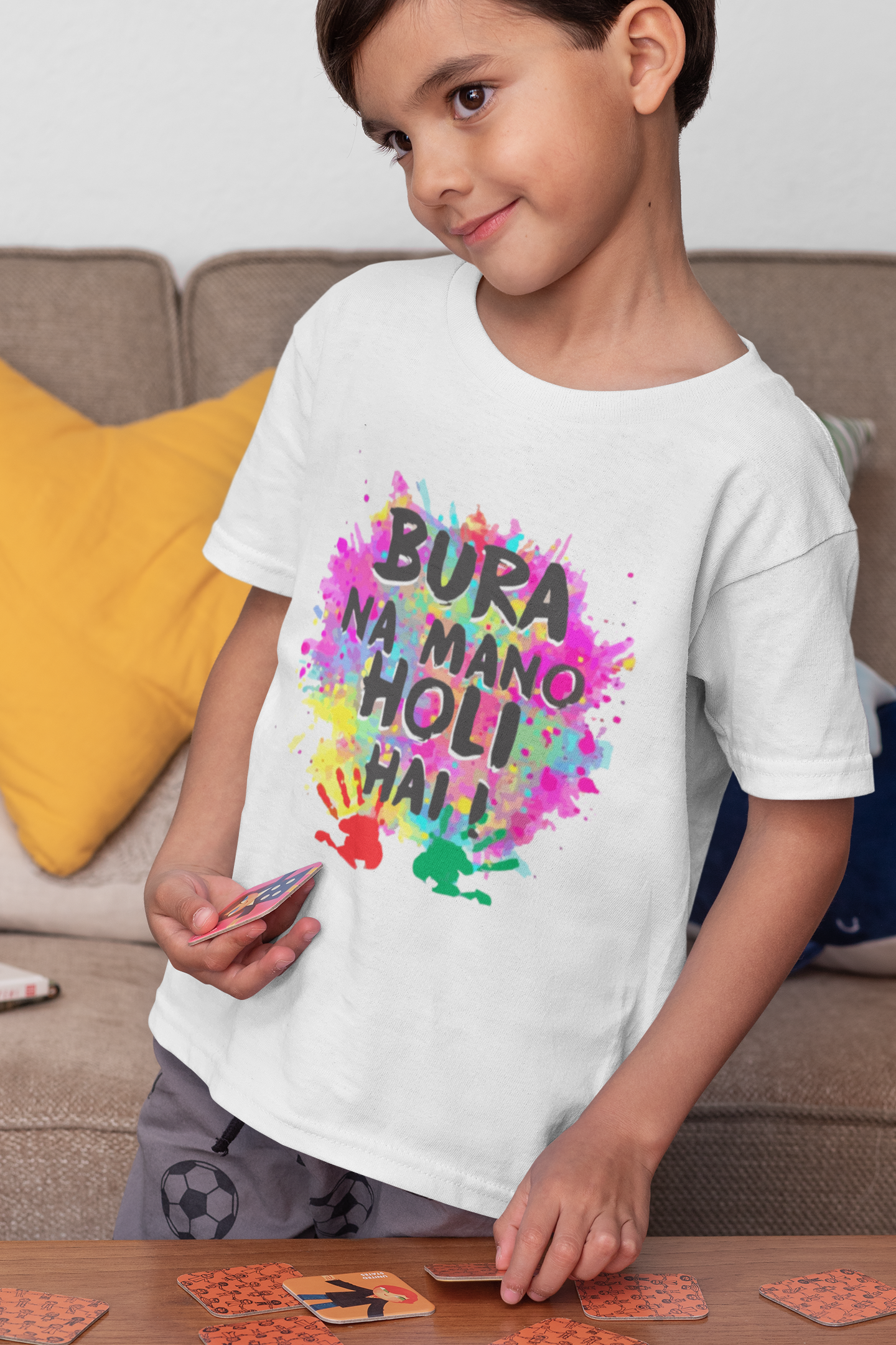 Bura Na Mano Holi Hai Half Sleeves T-Shirt for Boy-FunkyTeesClub