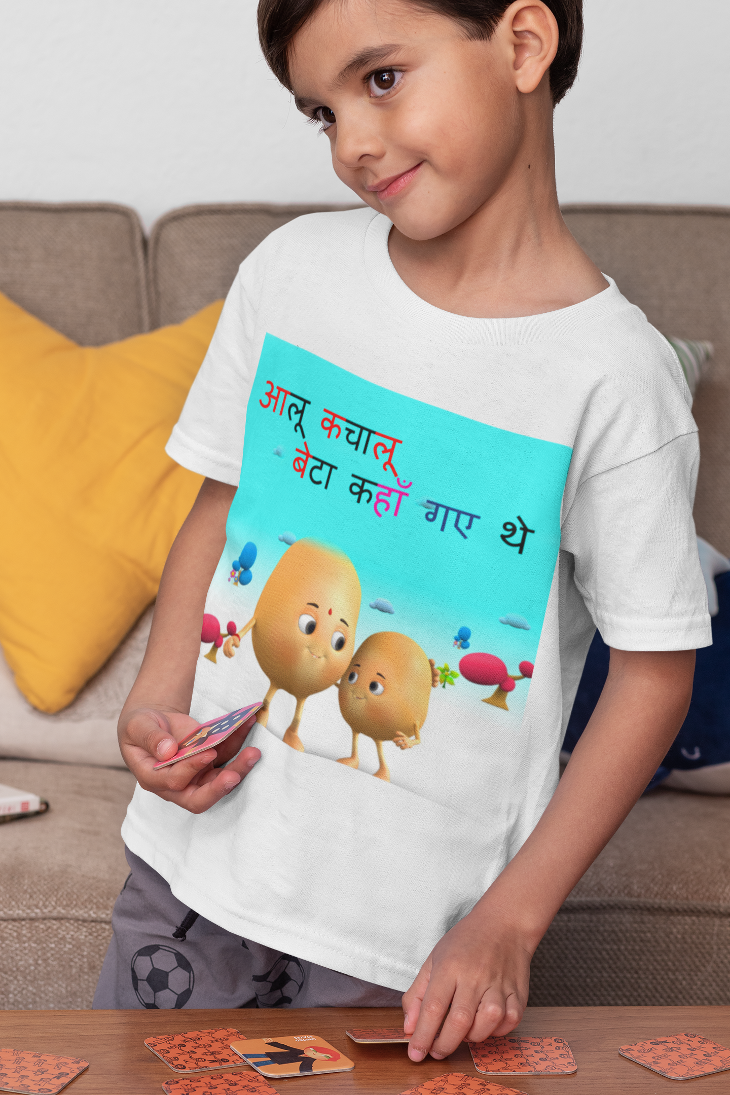 Aloo Kachaloo Poem Half Sleeves T-Shirt for Boy-FunkyTeesClub