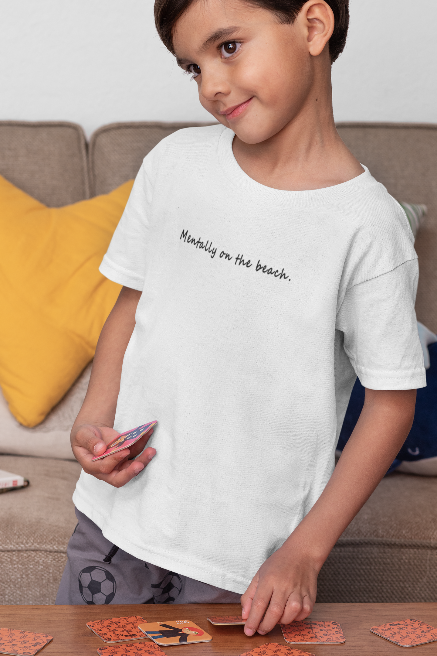 Mentally On The beach Minimals Half Sleeves T-Shirt for Boy-FunkyTeesClub