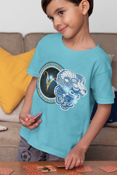 Aries Zodiac Sign Half Sleeves T-Shirt for Boy-FunkyTeesClub