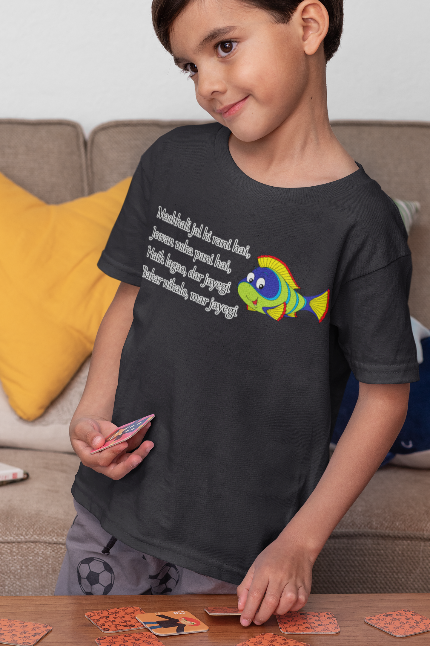Machhali Jal ki Rani Hai Poem Half Sleeves T-Shirt for Boy-FunkyTeesClub