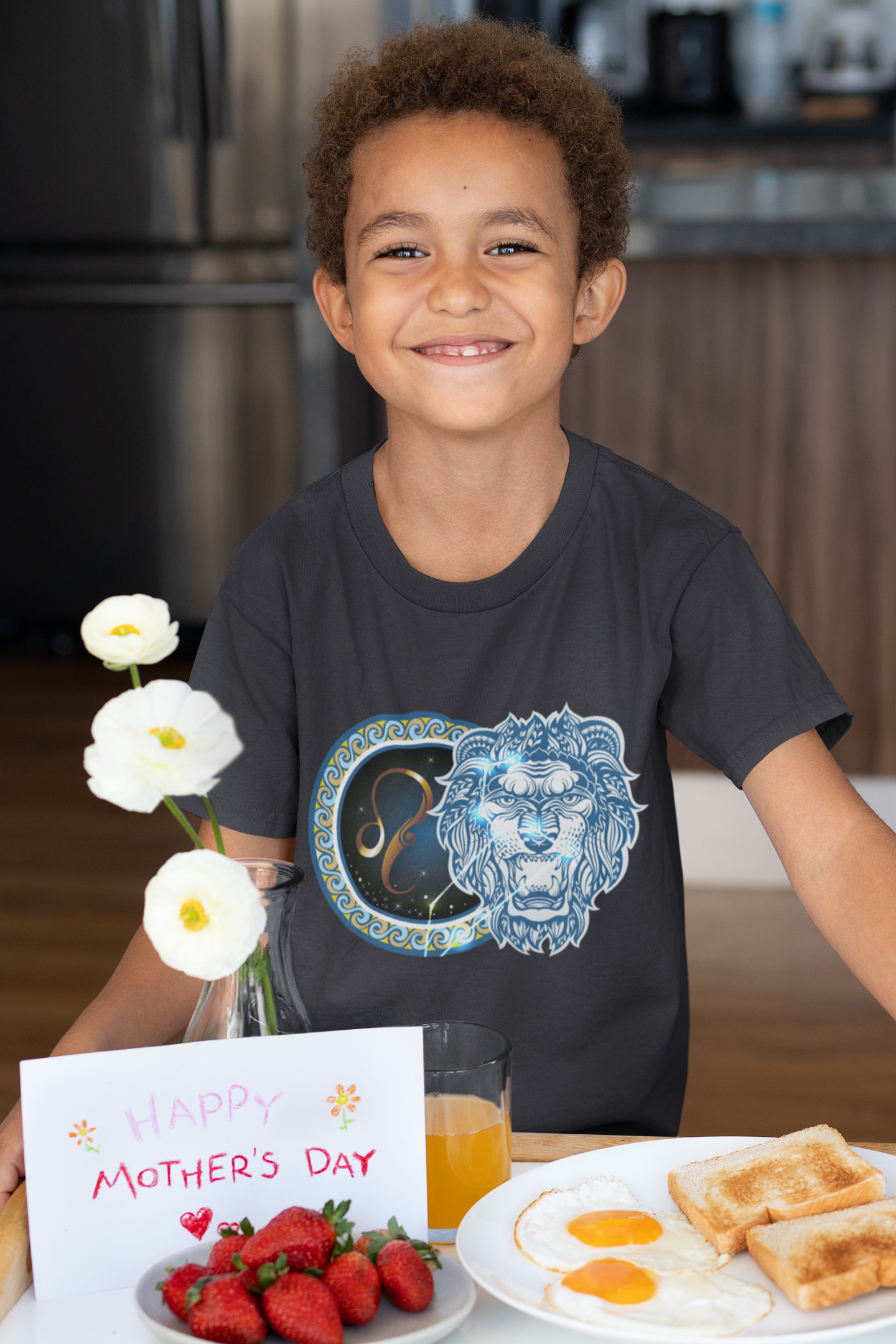 Leo Zodiac Sign Half Sleeves T-Shirt for Boy-FunkyTeesClub