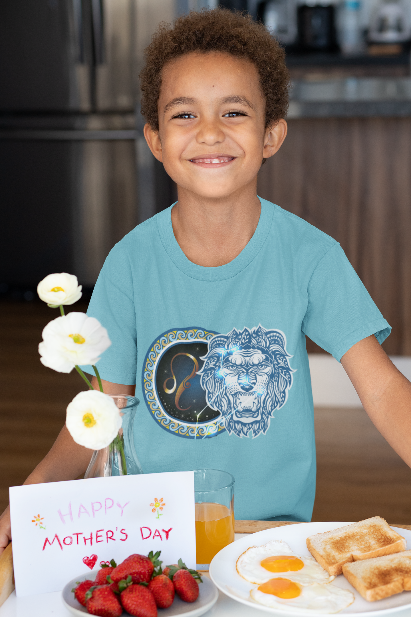 Leo Zodiac Sign Half Sleeves T-Shirt for Boy-FunkyTeesClub