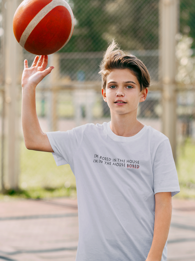 I Am In The Bored House Minimals Half Sleeves T-Shirt for Boy-FunkyTeesClub
