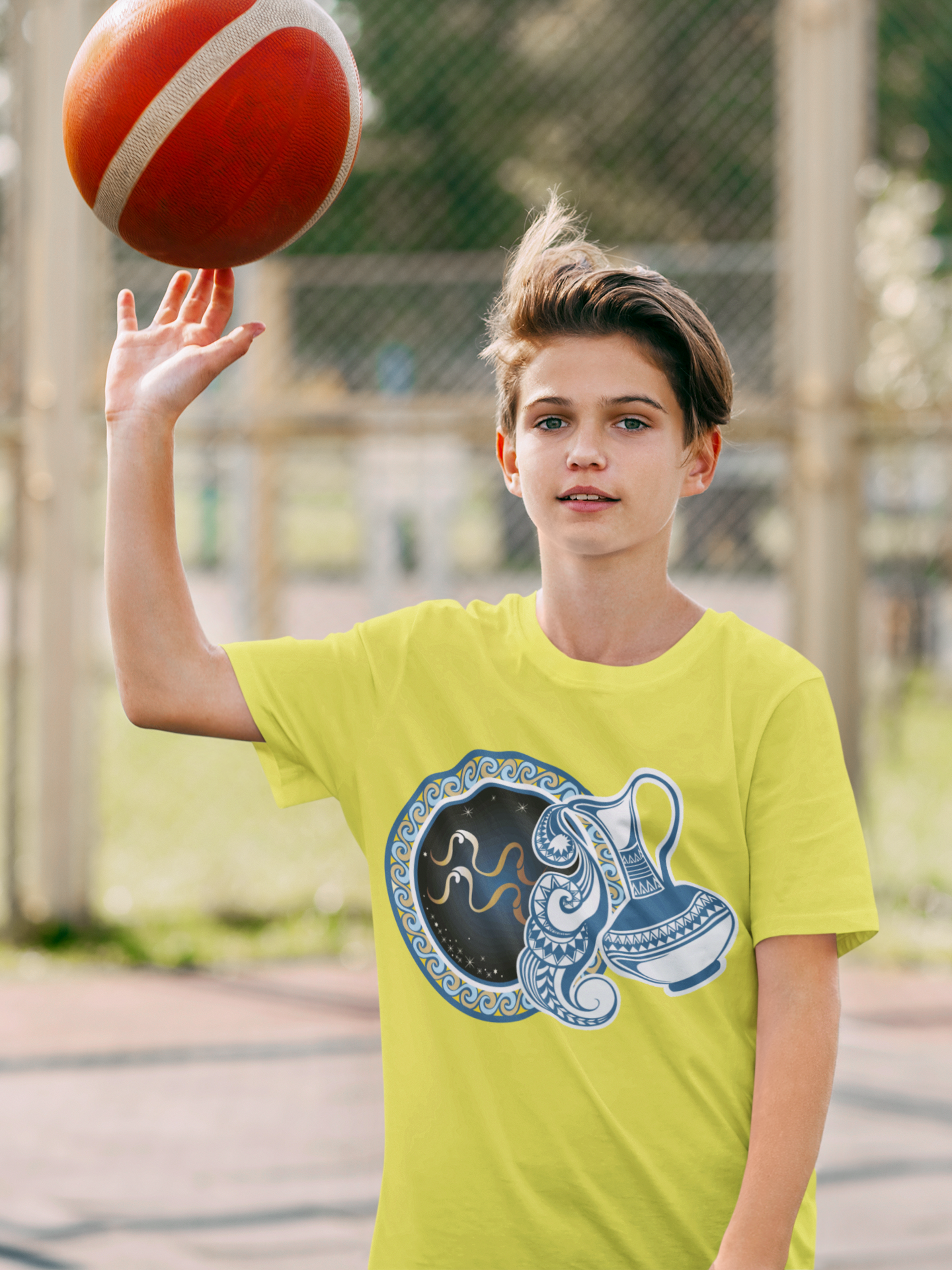Aquarius Zodiac Sign Half Sleeves T-Shirt for Boy-FunkyTeesClub