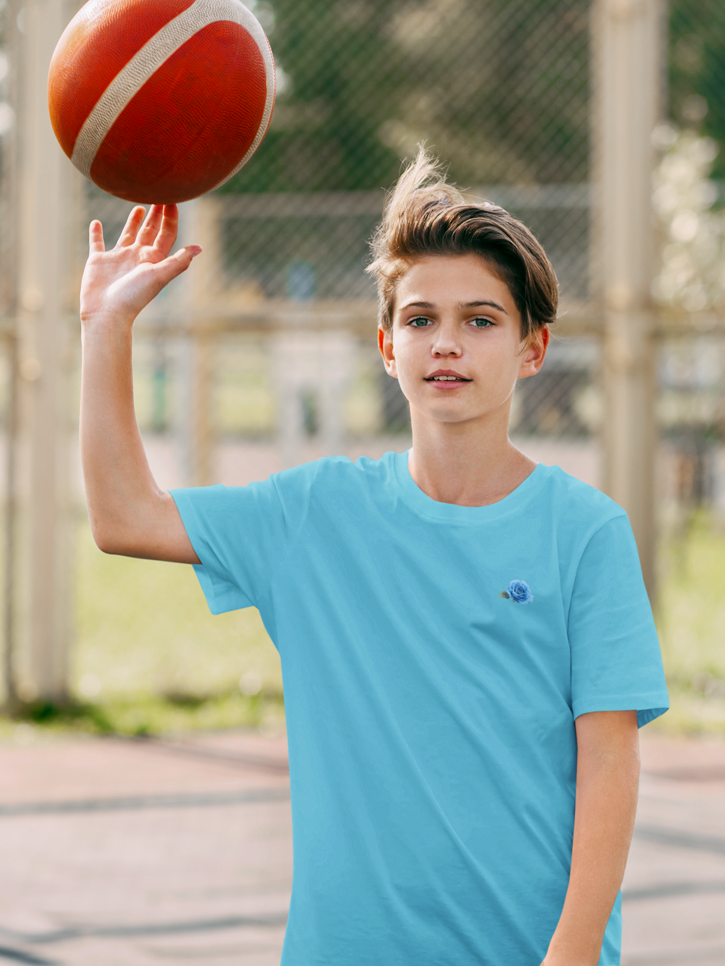 Blue Rose Minimals Half Sleeves T-Shirt for Boy-FunkyTeesClub