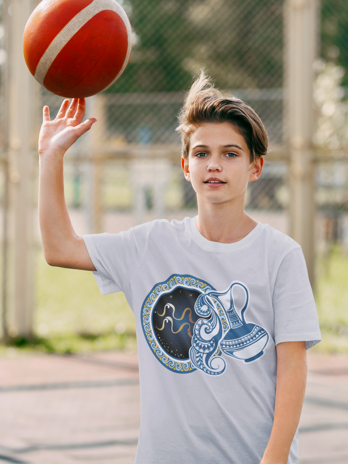 Aquarius Zodiac Sign Half Sleeves T-Shirt for Boy-FunkyTeesClub