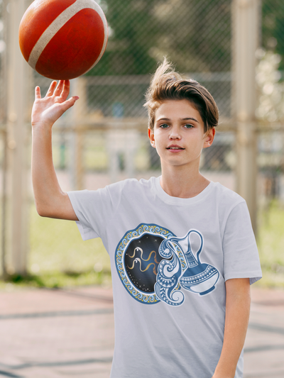 Aquarius Zodiac Sign Half Sleeves T-Shirt for Boy-FunkyTeesClub