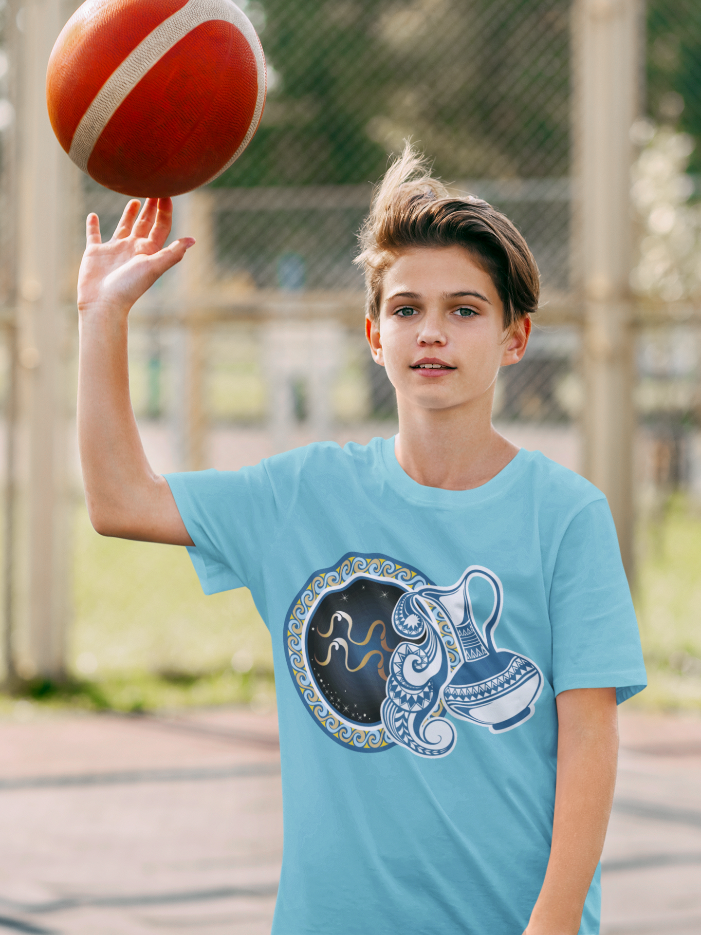 Aquarius Zodiac Sign Half Sleeves T-Shirt for Boy-FunkyTeesClub