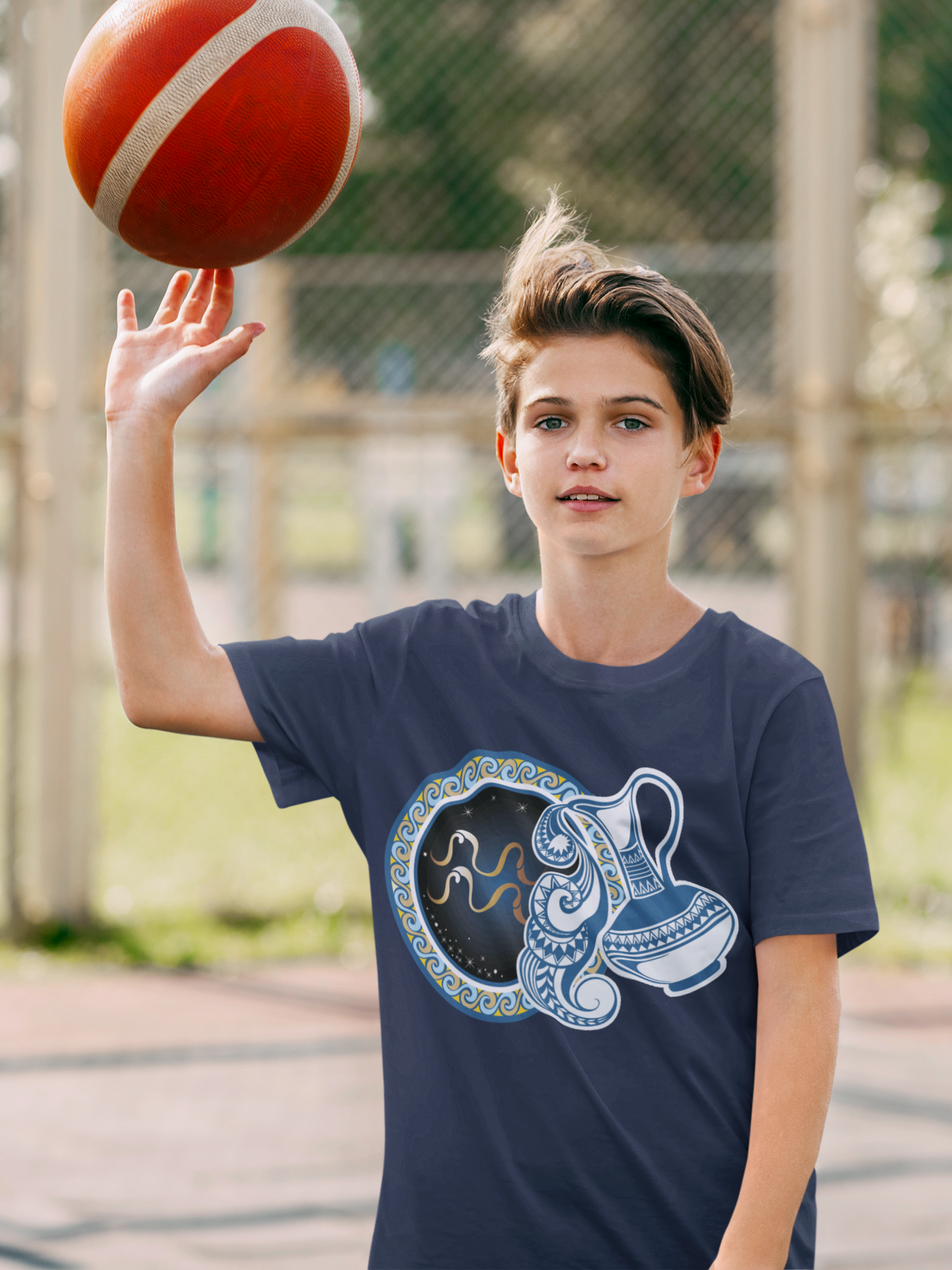 Aquarius Zodiac Sign Half Sleeves T-Shirt for Boy-FunkyTeesClub