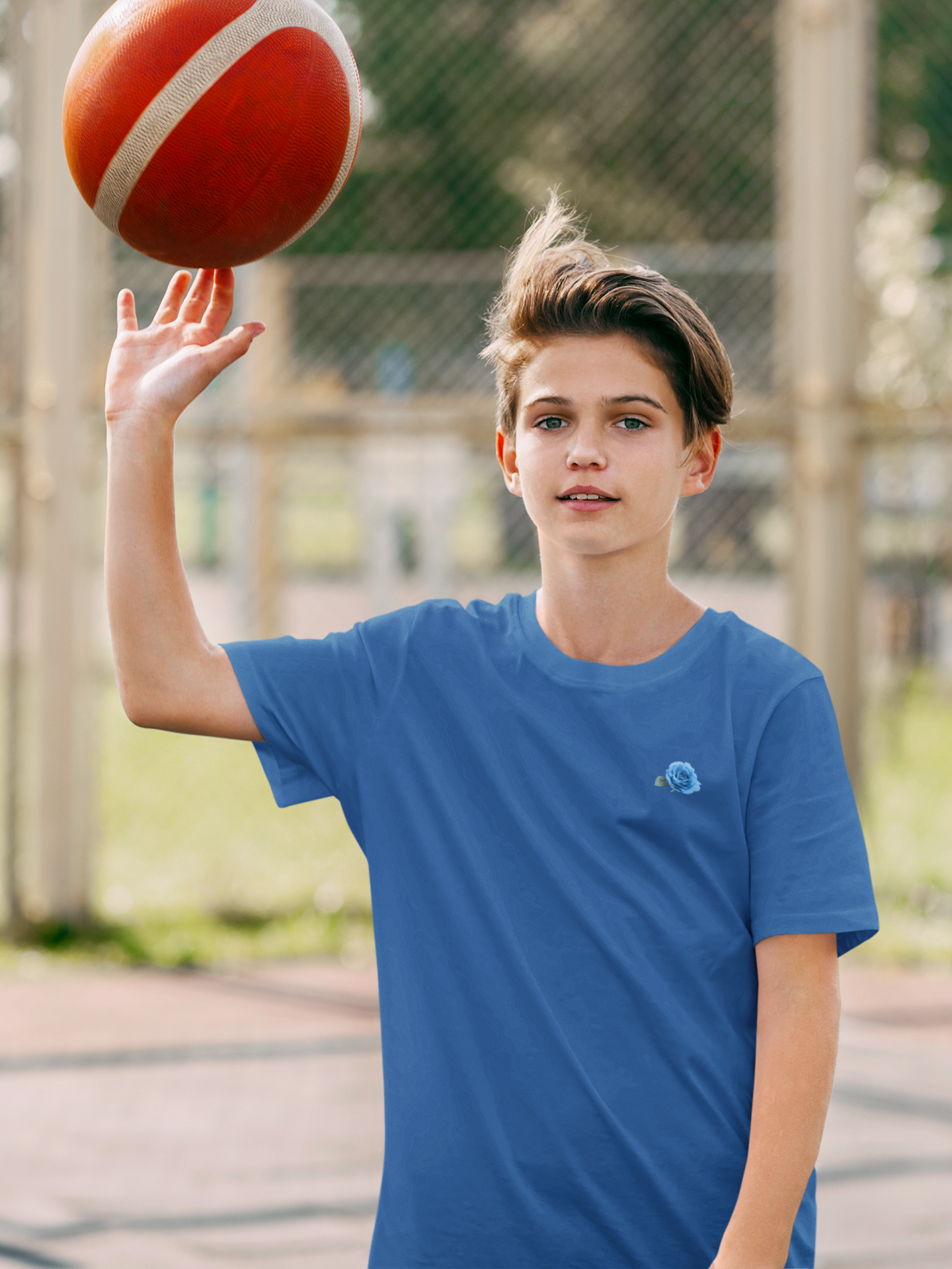 Blue Rose Minimals Half Sleeves T-Shirt for Boy-FunkyTeesClub