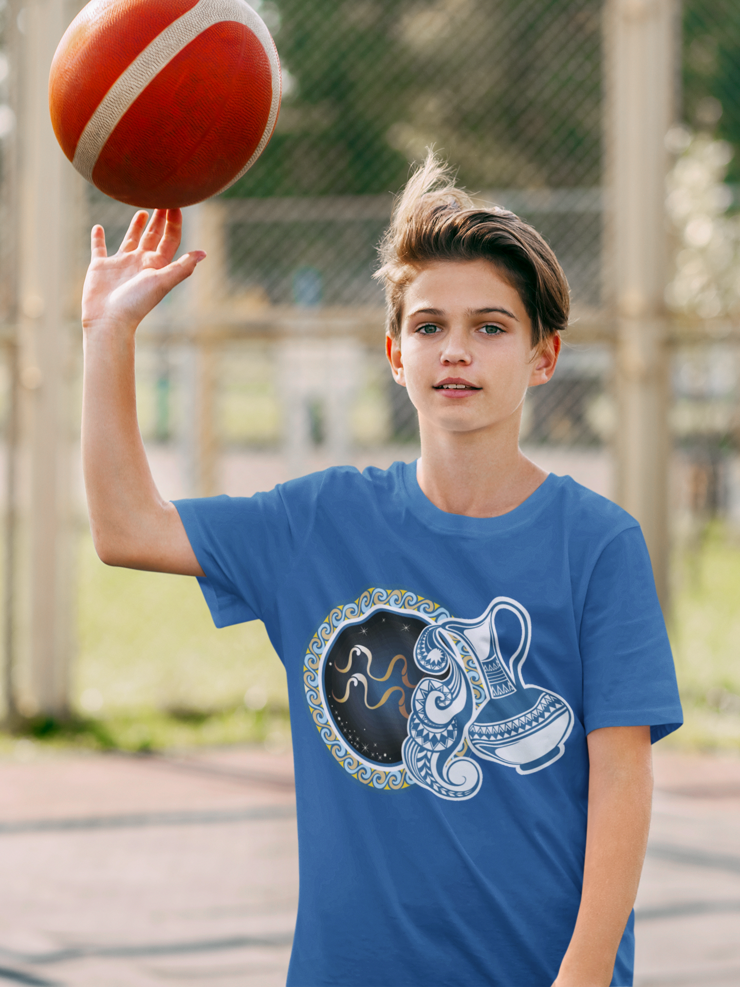 Aquarius Zodiac Sign Half Sleeves T-Shirt for Boy-FunkyTeesClub