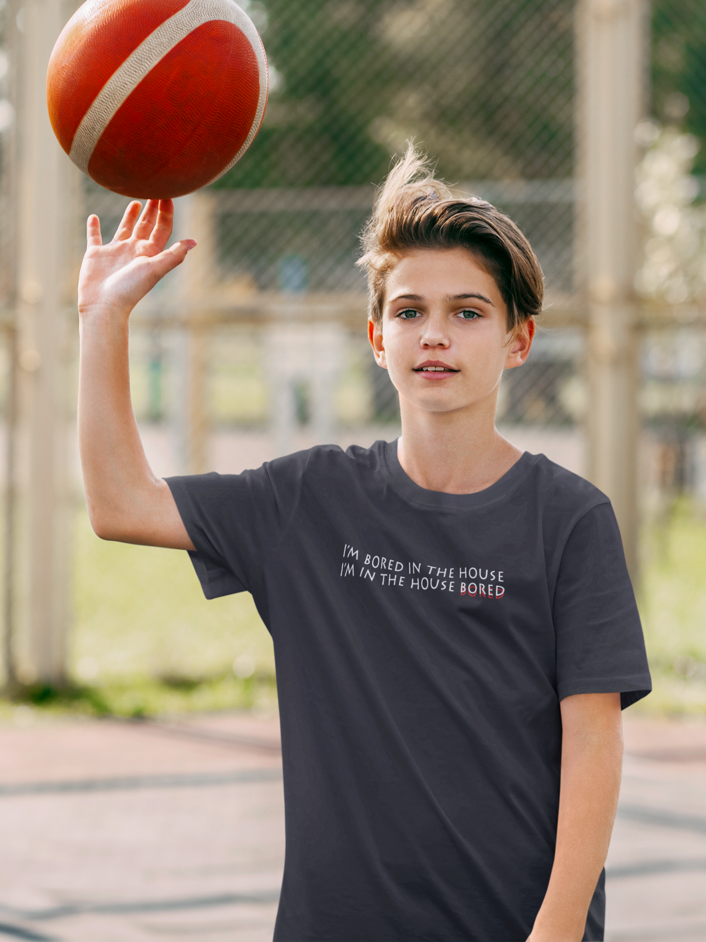 I Am In The Bored House Minimals Half Sleeves T-Shirt for Boy-FunkyTeesClub