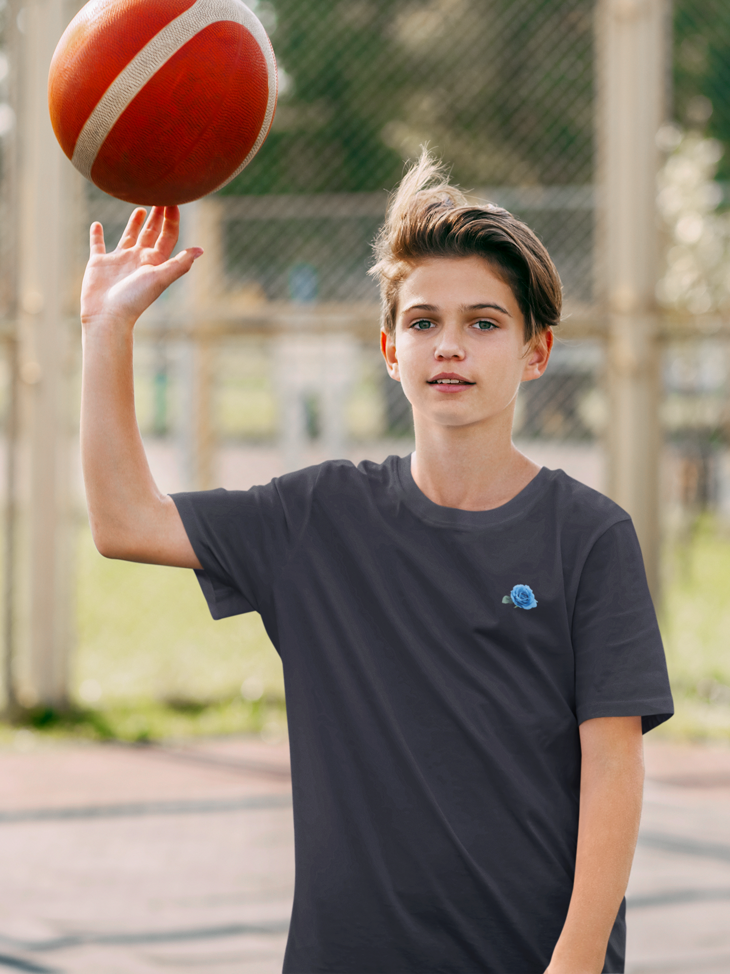 Blue Rose Minimals Half Sleeves T-Shirt for Boy-FunkyTeesClub