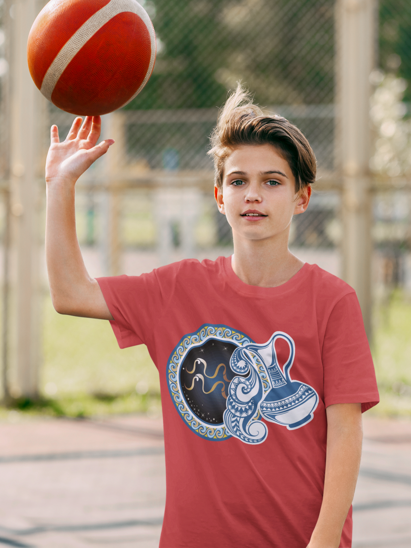 Aquarius Zodiac Sign Half Sleeves T-Shirt for Boy-FunkyTeesClub