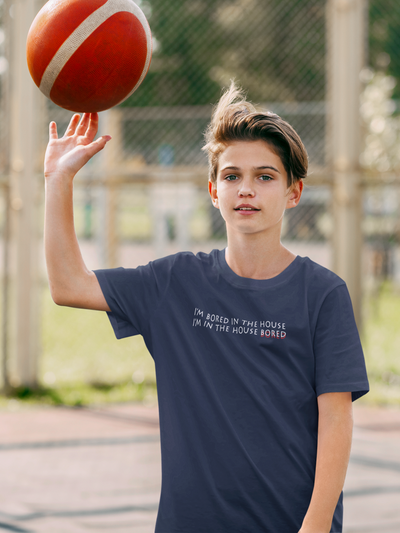I Am In The Bored House Minimals Half Sleeves T-Shirt for Boy-FunkyTeesClub