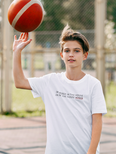 I Am In The Bored House Minimals Half Sleeves T-Shirt for Boy-FunkyTeesClub