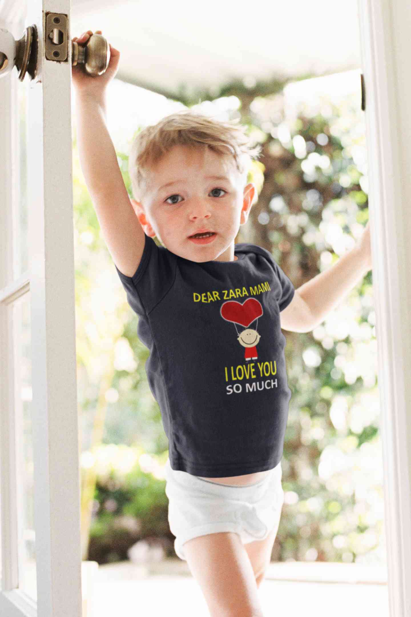 Custom Name I love My Mami So Much Half Sleeves T-Shirt for Boy-FunkyTeesClub