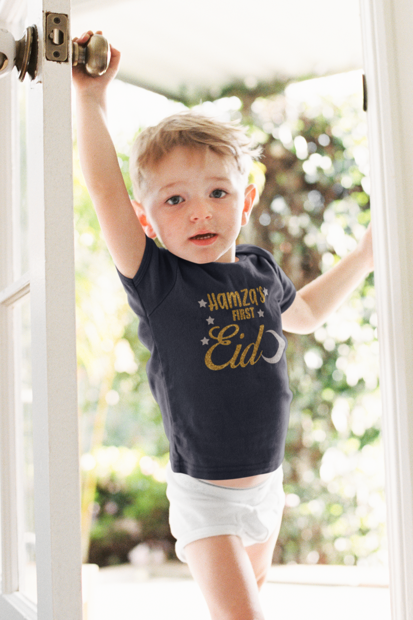 1st Eid Custom Name Half Sleeves T-Shirt for Boy-FunkyTeesClub