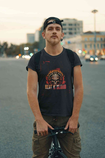 Flaming Skull Mens Half Sleeves T-shirt- FunkyTeesClub