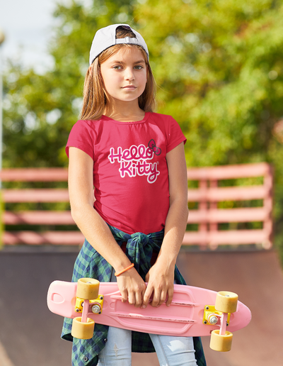 Hello Kitty Half Sleeves T-Shirt For Girls -FunkyTeesClub