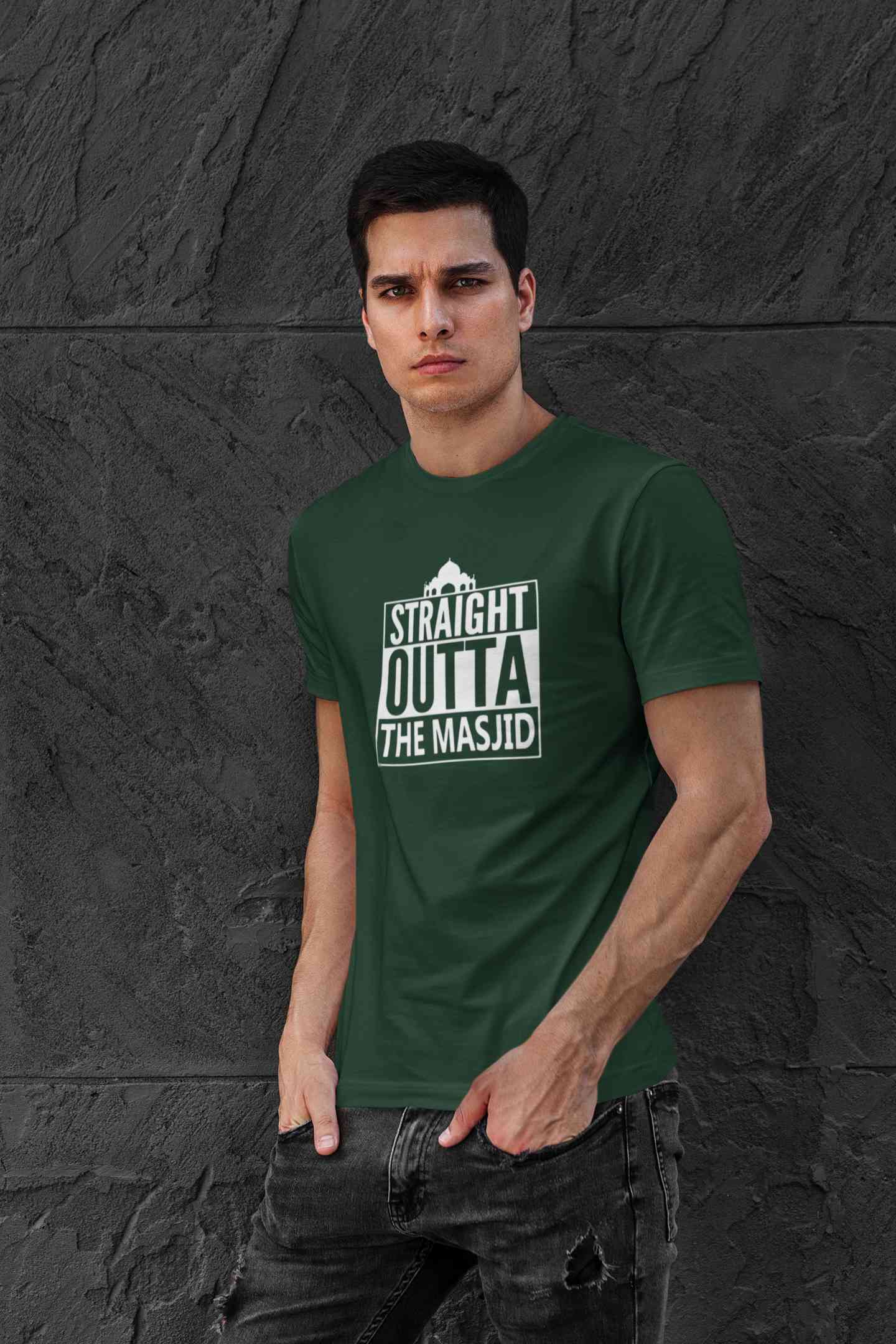 Straight Outta The Masjid Mens Half Sleeves T-shirt- FunkyTeesClub