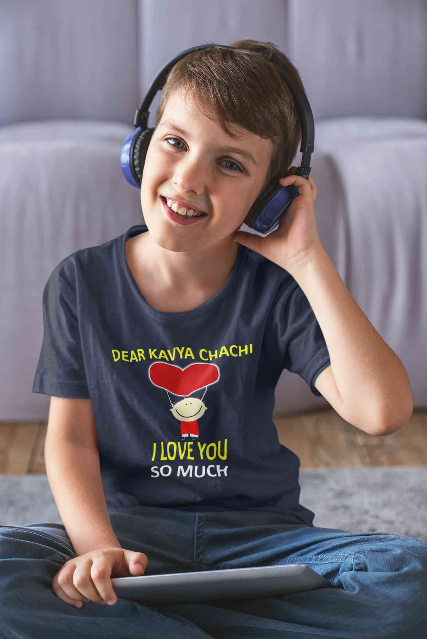 Custom Name I love My Chachi So Much Half Sleeves T-Shirt for Boy-FunkyTeesClub